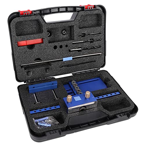 Taschenloch -Jig -Kit, Aluminium -Dübel -Jig -Bohranleitung Set Doweling Jig 6/8/10mm Loch Loch Loch Locator Position Tool Selbst Zentrierende Dübel Jig für Holzbearbeitungswinkelbohrlöcher von TIKATARER