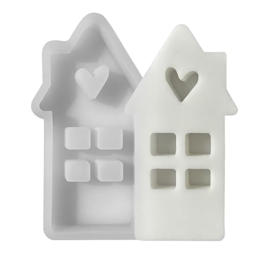 Hausform, Kerzenform, Liebeshaus zum Valentinstag, Silikonform zur Herstellung von Seifenstangen in Herzform, Harzform in Form eines Hauses mit Liebesherz Hausform, Kerzenform, Liebeshaus zum Valentinstag, Silikonform zur Herstellung von Seifenstangen in Herzform, Harzform in Form eines Hauses mit Liebesherz von TILEZE