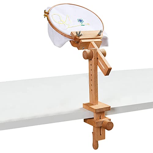 Stickrahmen, 360 Grad drehbar, Stickrahmen, drehbar, zum Basteln, mit Klammer, integrierter Stickständer aus Buchenholz von TILEZE
