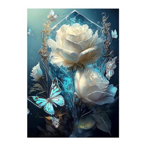 TILEZE 5D-Blumen-Strass-Kunst-Set, Blumen-Strass-Gemälde, Kunst- und Handwerks-Set, Malerei-Set mit Schmetterling und Blume | Kits zum Malen nach Zahlen TILEZE 5D-Blumen-Strass-Kunst-Set, Blumen-Strass-Gemälde, Kunst- und Handwerks-Set, Malerei-Set mit Schmetterling und Blume | Kits zum Malen nach Zahlen von TILEZE