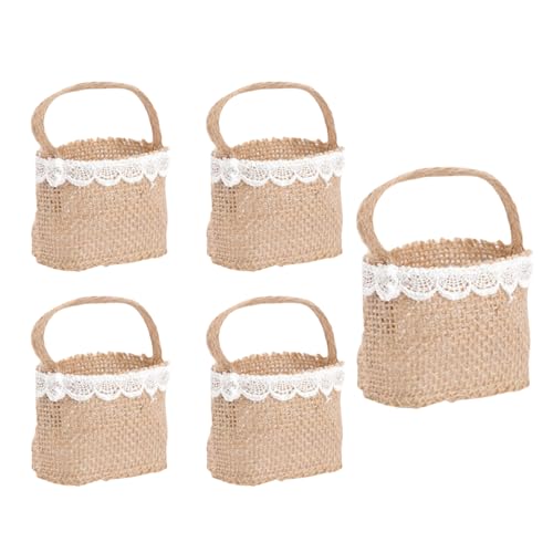 TILEZE Korb aus Jute mit Griff, Korb aus Jute, Blumenkorb aus Jute für Blumenmädchen | Blumenkorb, Vorschlagsbox für Blumenmädchen, von TILEZE
