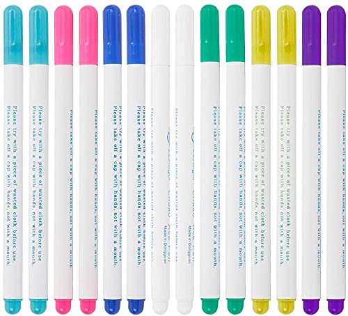 TIMESETL 14 Stück Wasserlöslicher Stift für Stoff, 7 Farbe Wasser löschbaren Stoff Markierstifte zum Kreuzstich Nähen Stickerei von Kleidungsstücken, Verschwinden Tinte Stoff Markierstifte TIMESETL 14 Stück Wasserlöslicher Stift für Stoff, 7 Farbe Wasser löschbaren Stoff Markierstifte zum Kreuzstich Nähen Stickerei von Kleidungsstücken, Verschwinden Tinte Stoff Markierstifte von TIMESETL