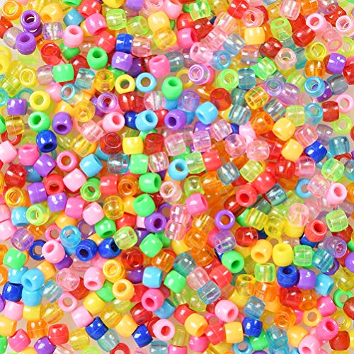 TIMESETL 1800Stück Bunte Perlen zum Auffädeln, Kunststoffperlen 6 * 8mm große Bastelperlen gemischte Farben Klar Perlenschmuck für DIY Armband Halsband Ketten Schmuckbasteln von TIMESETL