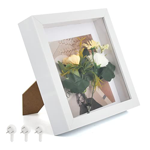 TIMESETL 3D Bilderrahmen zum Befüllen, 8Zoll 23x23cm Holz Fotorahmen mit 3cm Tiefe Rahmen Objektrahmen zum Befüllen Blumen Erinnerungsstücke, Wand- und Tischrahmen mit Hochauflösende Glas von TIMESETL