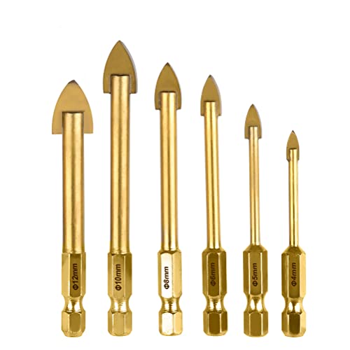 Glasbohrkronen Set TIMESETL 6 Stück Glasbohrer Sechsecke Fliesenbohrer mit Titan-Beschichtung Keramikbohrer 4mm / 5mm / 6mm / 8mm / 10mm / 12mm Fliesenbohrer-Werkzeug für Glas Fliesen Spiegel Glasbohrkronen Set TIMESETL 6 Stück Glasbohrer Sechsecke Fliesenbohrer mit Titan-Beschichtung Keramikbohrer 4mm / 5mm / 6mm / 8mm / 10mm / 12mm Fliesenbohrer-Werkzeug für Glas Fliesen Spiegel von TIMESETL