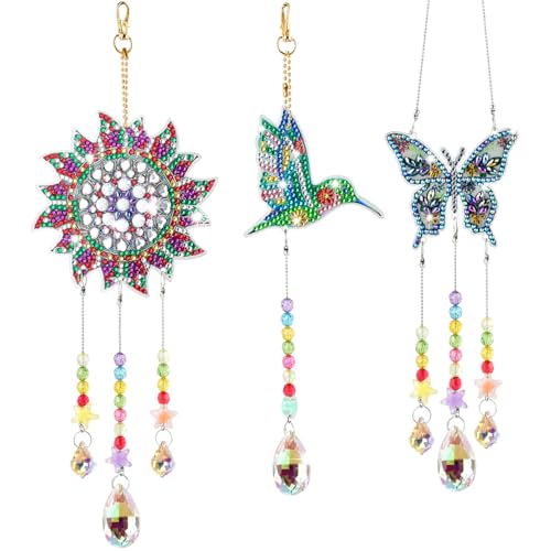 TIMESETL Diamond Painting Windspiel Set - 5D Sonnenfänger 3 Stück Art Schmetterling, Sonnen, Vogel - Diamant Anhänger für Garten, Hof, Fensterdekoration TIMESETL Diamond Painting Windspiel Set - 5D Sonnenfänger 3 Stück Art Schmetterling, Sonnen, Vogel - Diamant Anhänger für Garten, Hof, Fensterdekoration von TIMESETL