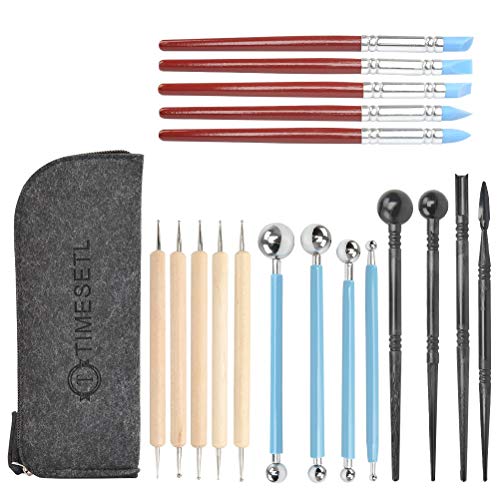 TIMESETL Ton Werkzeug Set 19-teiliges Modellierwerkzeug Ton, Polymer Clay Zubehör, Skulptur Werkzeug für Reliefschnitzerei, Skulpturen-Set, Polymer-Ton-Formwerkzeug für kaltes Porzellan TIMESETL Ton Werkzeug Set 19-teiliges Modellierwerkzeug Ton, Polymer Clay Zubehör, Skulptur Werkzeug für Reliefschnitzerei, Skulpturen-Set, Polymer-Ton-Formwerkzeug für kaltes Porzellan von TIMESETL