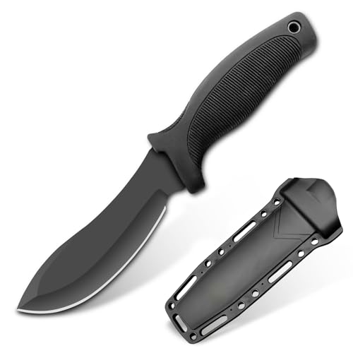 TIMKOSS Outdoor-Messer mit Kydex Holster - Perfektes Werkzeug für Survival, Bushcraft und Camping (Schwarz F4) von TIMKOSS