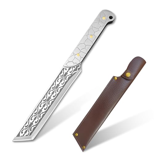 TIMKOSS Survival-Messer mit scharfer feststehender Klinge und Lederscheide - Ein extrem scharfes und robustes Outdoor-Messer (Braun) von TIMKOSS