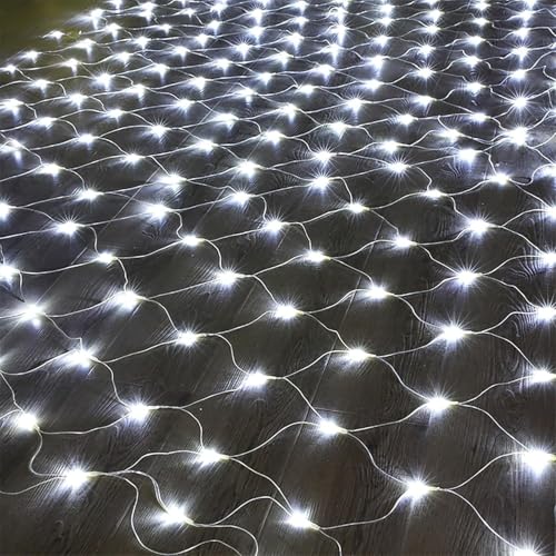 LED-Lichterkette, 700 Lichter, 6 m x 4, für Weihnachtsfenster, 8 Modi, mit Stecker, für den Außenbereich, wasserdicht, für Pavillon, Wand (Cool White, 3 m x 2 m, 200 LED) von TINBOSE
