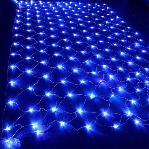 LED-Lichterkette mit 700 Lichtern, 6 m x 4, für Weihnachtsfenster, 8 Modi, mit Stecker, für den Außenbereich, wasserdicht, für Pavillon, Wand (blau, 1,5 m x 1,5 m, 96 LEDs) von TINBOSE