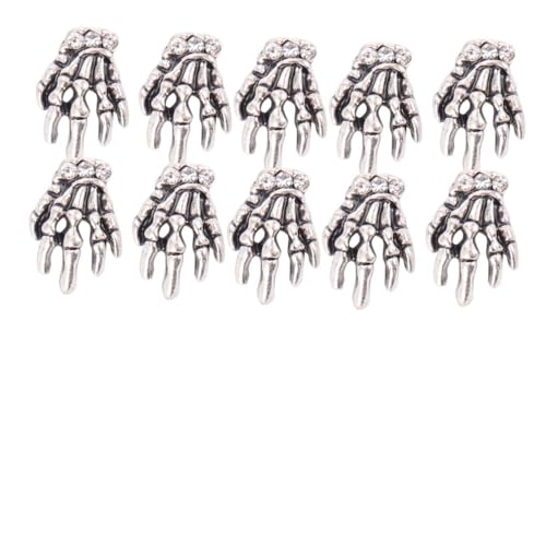 TINEASUR 10 Stück Teiliges Alloy Skelett Hand Nagelkunst Schmuck DIY Maniküre Nail Art Dekoration für Halloween Nagel Deko Zubehör für Kreative Maniküre von TINEASUR