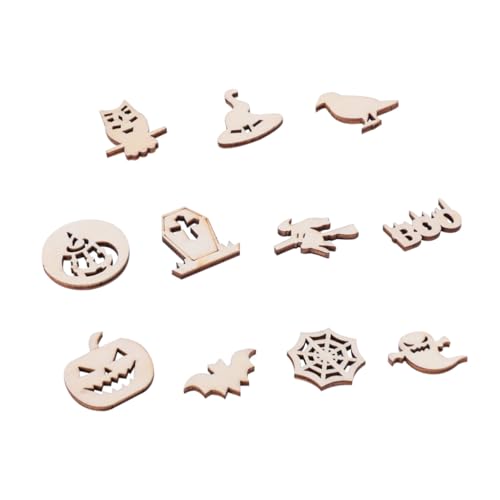 TINEASUR 100 Stück Teiliges Unvollendete Halloween Holzchips zum Bemalen DIY Graffiti Holzstücke für Kreative Bastelprojekte Nachhaltige Holzscheiben für Partydeko und von TINEASUR
