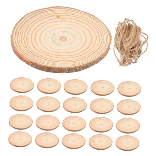 TINEASUR 25 Stück Teiliges Natürliche Holzscheiben mit Rinde und Glatten Kanten Diy Holzscheiben für Bastelprojekte Weihnachts und Hochzeitsdekorationen von TINEASUR