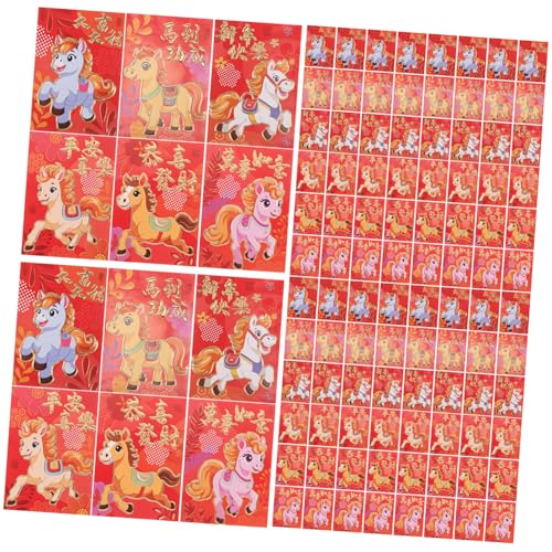 TINEASUR 300 Stk. Chinesische Neujahrs Rotumschläge mit Pferdemotiven Kreative Hongbao Umschläge für Frühlingsfest Taschen Festliches für Familien und Gruppen von TINEASUR