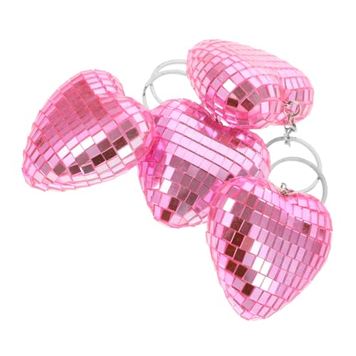 TINEASUR 4 Stück Disco Schlüsselanhänger, Discokugel, Heimdekoration, Discokugel , Schlüsselanhänger, Herz, Hängende Kugeln, Discokugel Ornamente, Disco Party Schlüsselanhänger, Mini von TINEASUR
