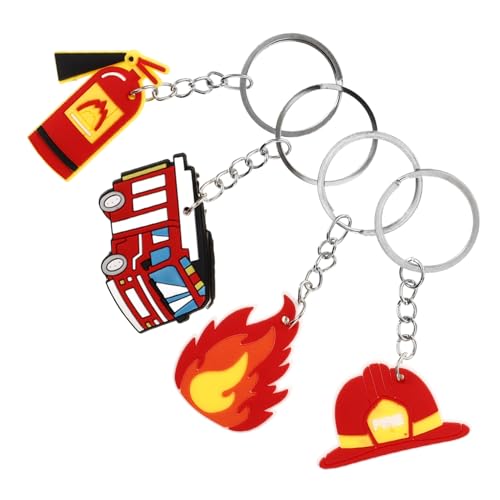 TINEASUR 4 Stück Feuerwehr Schlüsselanhänger, Feuerwehrauto Schlüsselring, Zarter Schlüsselanhänger, Hängendes Ornament, Hängender Feuerwehrmann Schlüsselanhänger, Kleiner TINEASUR 4 Stück Feuerwehr Schlüsselanhänger, Feuerwehrauto Schlüsselring, Zarter Schlüsselanhänger, Hängendes Ornament, Hängender Feuerwehrmann Schlüsselanhänger, Kleiner von TINEASUR