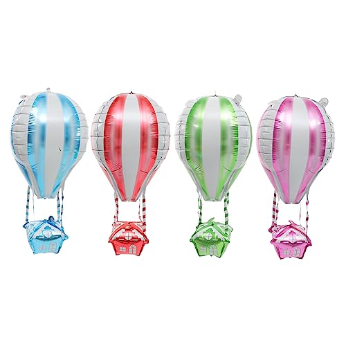 TINEASUR 4 Stück Heißluftballon Party Luftballons Aus Aluminiumfolie Geburtstagsparty Zubehör Luftballons Verschiedene Farben Heißluft Folienballons 4D Partyzubehör Party von TINEASUR