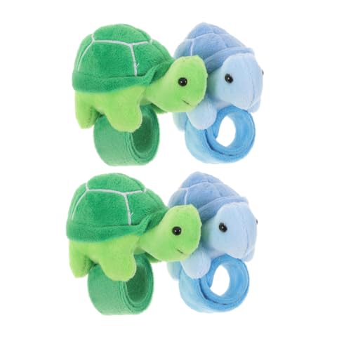 TINEASUR 4 Stück Teiliges Plüsch Snap Armbänder Niedliche Schildkröten Designs Weiche Kuschelarmbänder für Familien Vielseitige Handgelenks Spielzeuge für Geburtstage Feiern und Reisen von TINEASUR