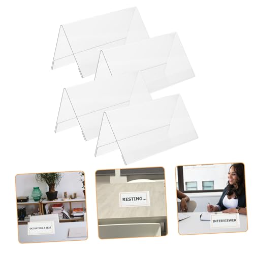 TINEASUR 5 Stück Tischschild Blank Dreieckig Förmig Stabile Transparente Sitzplatzkarte Bruchsicheres Kunststoff Vielseitig Beschriftbar für Hochzeit Büro Party von TINEASUR