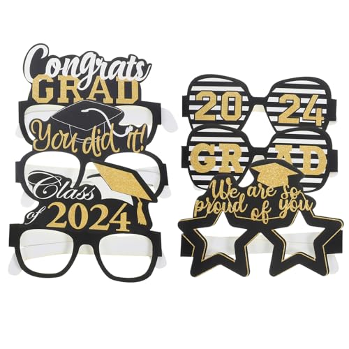 TINEASUR 6 Stück 2024 Brille für die Abschlusssaison Partygeschenke Grad Brille Grad Kostümzubehör party zubehör fotozubehör lustige Brillenparty Dekorationen für Abschlussfeiern Papier von TINEASUR