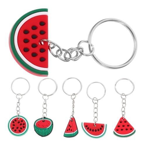 TINEASUR 6 Stück Pvc Wassermelonen Schlüsselanhänger, Wassermelonen Anhänger Zum Aufhängen, Obst Schlüsselring, Wassermelonen Anhänger, Modischer Schlüsselanhänger, Cartoon von TINEASUR
