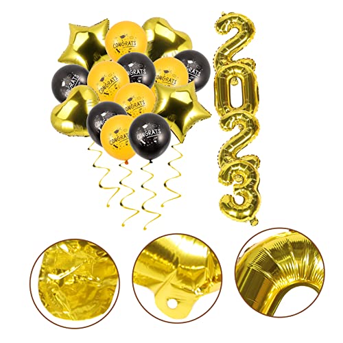 TINEASUR Abschluss Ballons Dekorative Folienballons in Schwarz und Gold mit Sternen und Herzen Partydeko für Schulabschluss Geburtstagsfeier Familien und Veranstaltungsdekoration von TINEASUR
