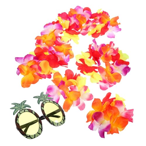 TINEASUR Hawaii-stil Party Requisiten 4pcs Set Große Blume Girlande Halskette Armbänder Stirnband Gläser TINEASUR Hawaii-stil Party Requisiten 4pcs Set Große Blume Girlande Halskette Armbänder Stirnband Gläser von TINEASUR
