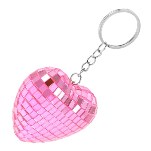 TINEASUR Herzförmiger Disco Ball Schlüsselanhänger Funkelndes Spiegeloberflächen Pendant für Taschen Einzigartige Weihnachts Party Jahre Disco Accessoire von TINEASUR