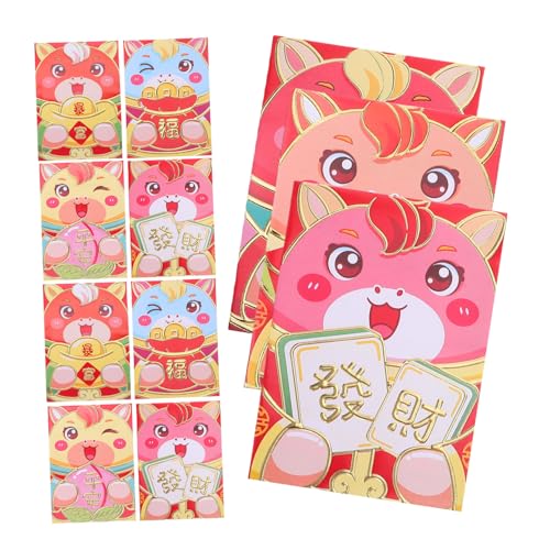 TINEASUR Rote Umschläge Jahr Des Pferdes Robuste Hongbao mit Cartoon Pferd Praktische für Bargeld und Kleine Festliche Neujahrsumschläge für Frühjahrsfest von TINEASUR