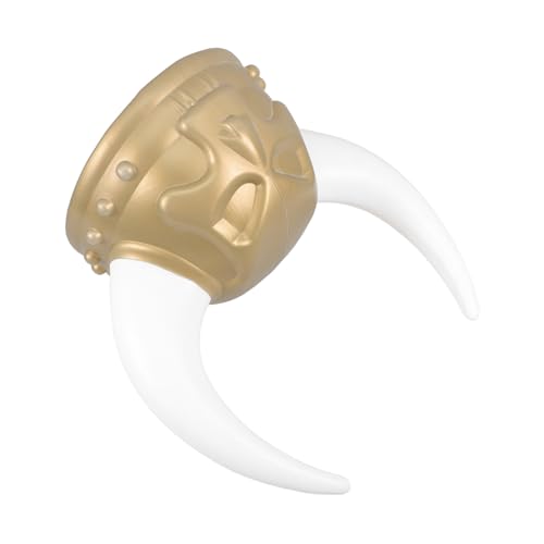 TINEASUR Teufel Viking Piratenhut Hornhut Kopfbedeckung mittelalterliche Kostümrequisite Wikingerhut aus Kunststoff Lustiges Kostümzubehör Hut mit Hörnern Plastik Golden von TINEASUR