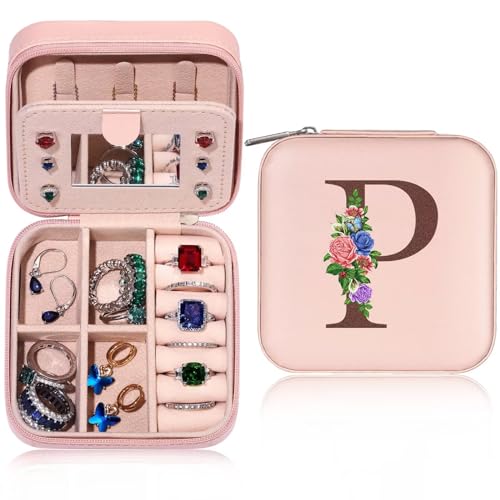 TINGN Geschenk für Frauen - Kleine Schmuckschatulle mit Anfangsbuchstaben P und Blume Initiale Schmuckkästchen Travel Organizer Box Geschenke für Damen Mädchen Geschenke für Weihnachten Geburtstage TINGN Geschenk für Frauen - Kleine Schmuckschatulle mit Anfangsbuchstaben P und Blume Initiale Schmuckkästchen Travel Organizer Box Geschenke für Damen Mädchen Geschenke für Weihnachten Geburtstage von TINGN