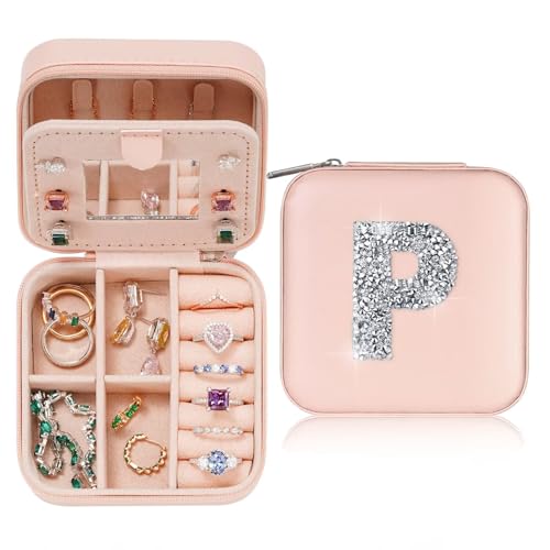 TINGN Geschenk für Frauen - Kleine Schmuckschatulle mit Anfangsbuchstaben P und Zirkon Initiale Schmuckkästchen Travel Organizer Box Geschenke für Damen Mädchen Geschenke für Weihnachten Geburtstage TINGN Geschenk für Frauen - Kleine Schmuckschatulle mit Anfangsbuchstaben P und Zirkon Initiale Schmuckkästchen Travel Organizer Box Geschenke für Damen Mädchen Geschenke für Weihnachten Geburtstage von TINGN