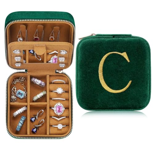 TINGN Initiale Schmuckschatulle mit C Reise Schmuckkästchen Kleine Personalisierte Schmuckkästchen für Damen Mädchen Geschenk für Geburtstage Weihnachten Muttertag Hochzeit TINGN Initiale Schmuckschatulle mit C Reise Schmuckkästchen Kleine Personalisierte Schmuckkästchen für Damen Mädchen Geschenk für Geburtstage Weihnachten Muttertag Hochzeit von TINGN