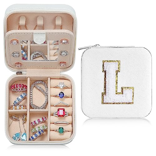 TINGN Schmuckkästchen Mädchen Geschenke - Reise Schmuckkästchen Mädchen Geschenke für Mädchen L Buchstaben Schmuckkästchen Klein Schmuckschatulle Mädchen Damen Weiß Weihnachtsgeschenke für Mädchen von TINGN
