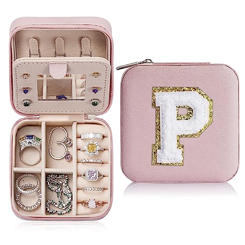 TINGN Reise Schmuckkästchen Mädchen Damen, Schmuckkästchen mit Buchstaben P | Klein Schmuckschatulle | Reise Schmuckkästchen Damen | Reise Geschenke für Frauen | Reise Schmuck Organizer Rosa TINGN Reise Schmuckkästchen Mädchen Damen, Schmuckkästchen mit Buchstaben P | Klein Schmuckschatulle | Reise Schmuckkästchen Damen | Reise Geschenke für Frauen | Reise Schmuck Organizer Rosa von TINGN