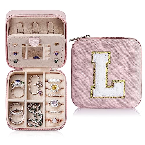 TINGN Schmuckkästchen Mädchen Geschenke - Reise schmuckaufbewahrung Geschenke für Mädchen L Buchstaben Schmuckkästchen Klein Schmuckschatulle Damen Rosa Geburtstagsgeschenk für Mädchen von TINGN