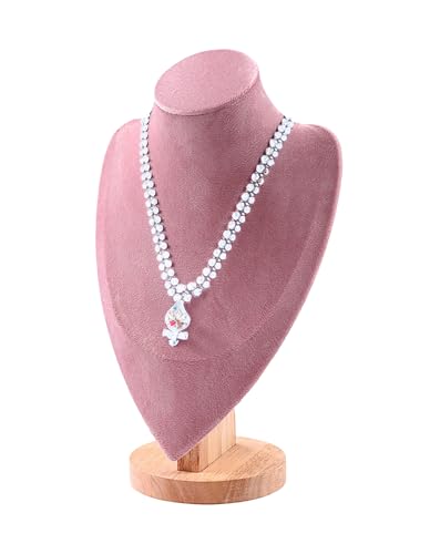 TINGSING Samt-Halskettenständer, Schmuckbüste, Präsentationsständer mit Holzsockel, Schaufensterpuppe, Anhänger, Kettenhalter, Organizer für Schmuck, Schaufenster, Boutiquen, Messen, groß, Rosa TINGSING Samt-Halskettenständer, Schmuckbüste, Präsentationsständer mit Holzsockel, Schaufensterpuppe, Anhänger, Kettenhalter, Organizer für Schmuck, Schaufenster, Boutiquen, Messen, groß, Rosa von TINGSING