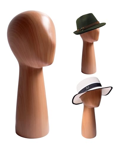 TINGSING Schaufensterpuppe, GFRP Hut-Präsentationsständer, Kunst-Perückenkopf-Ständer aus Holz, 55,9 cm, abstrakter Puppenkopf-Modell, Huthalter für Geschäft, Friseursalon, Heimdekoration, hoch TINGSING Schaufensterpuppe, GFRP Hut-Präsentationsständer, Kunst-Perückenkopf-Ständer aus Holz, 55,9 cm, abstrakter Puppenkopf-Modell, Huthalter für Geschäft, Friseursalon, Heimdekoration, hoch von TINGSING