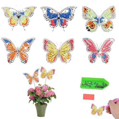 TINGTING 6 Stück Diamond Painting Schmetterling Kits – Schmetterlinge Diamond Painting Für Kinder Und Erwachsene, DIY Bastelset Mit Zubehör Für Gartendeko Und Dekoideen von TINGTING