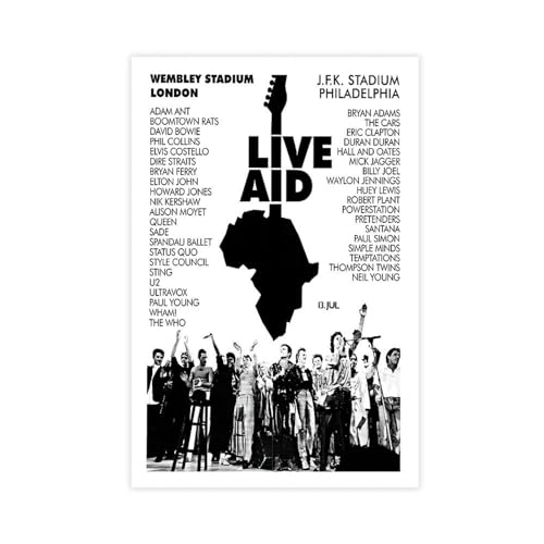 TINGTOEO 1985 Live Aid Retro-Konzert, die Königin, U2, David Bowie, Manchester, Leinwand-Poster, Wandkunst, Dekordruck, Gemälde für Wohnzimmer, Schlafzimmer, Dekoration, ungerahmt, 30 x 45 cm TINGTOEO 1985 Live Aid Retro-Konzert, die Königin, U2, David Bowie, Manchester, Leinwand-Poster, Wandkunst, Dekordruck, Gemälde für Wohnzimmer, Schlafzimmer, Dekoration, ungerahmt, 30 x 45 cm von TINGTOEO