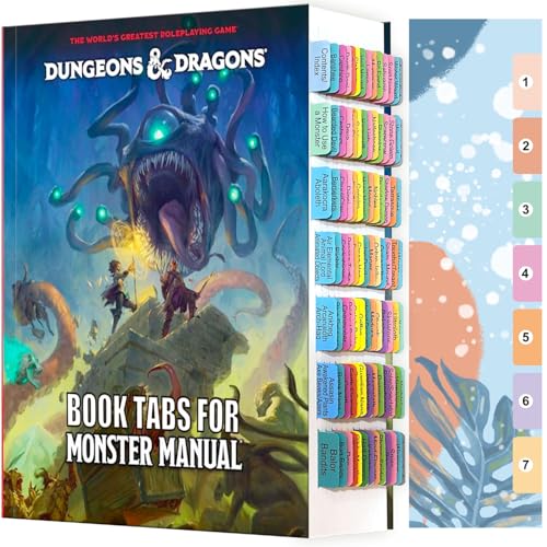 Index-Tabs für die Dungeons & Dragons 2024 Monster-Handbuch (Buch nicht im Lieferumfang enthalten), 96 D&D-Core-Regelbuch, farbcodierte, repositionierbare Tabs, laminiert, langlebig, mit von TINGYI