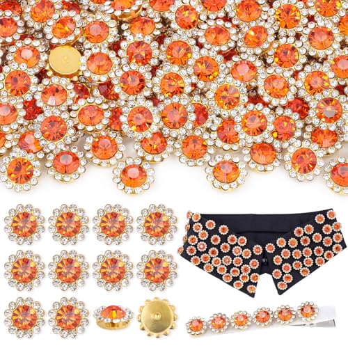 150 Stück orangefarbene Strasssteine zum Aufnähen, Kristallglas mit Metallbasis, Blumenform, Klaue, flache Rückseite, Strasssteine zum Basteln, große Strasssteine für Kleidung, Schuhe, Hüte, Taschen 150 Stück orangefarbene Strasssteine zum Aufnähen, Kristallglas mit Metallbasis, Blumenform, Klaue, flache Rückseite, Strasssteine zum Basteln, große Strasssteine für Kleidung, Schuhe, Hüte, Taschen von TINKRSTUFF