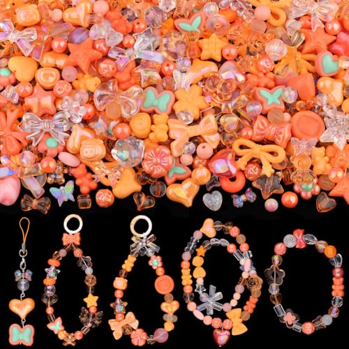 170–230 Stück orangefarbene Acrylperlen zur Herstellung von Armbändern, Blumen, Schleifen, Schmetterling, Süßigkeiten, Stern, Herzen, Gummibärchen, Kawaii-Armbandanhänger, niedliche Perlen für 170–230 Stück orangefarbene Acrylperlen zur Herstellung von Armbändern, Blumen, Schleifen, Schmetterling, Süßigkeiten, Stern, Herzen, Gummibärchen, Kawaii-Armbandanhänger, niedliche Perlen für von TINKRSTUFF