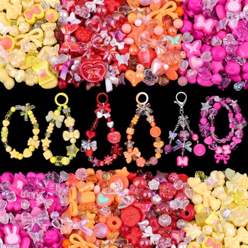 180–240 Stück sortierte Acrylperlen für Armbandherstellung, Schleife, Schmetterling, Süßigkeiten, Blumen, Stern, Gummibärchen, Kawaii, ästhetische Armbandanhänger, niedliche Perlen für 180–240 Stück sortierte Acrylperlen für Armbandherstellung, Schleife, Schmetterling, Süßigkeiten, Blumen, Stern, Gummibärchen, Kawaii, ästhetische Armbandanhänger, niedliche Perlen für von TINKRSTUFF