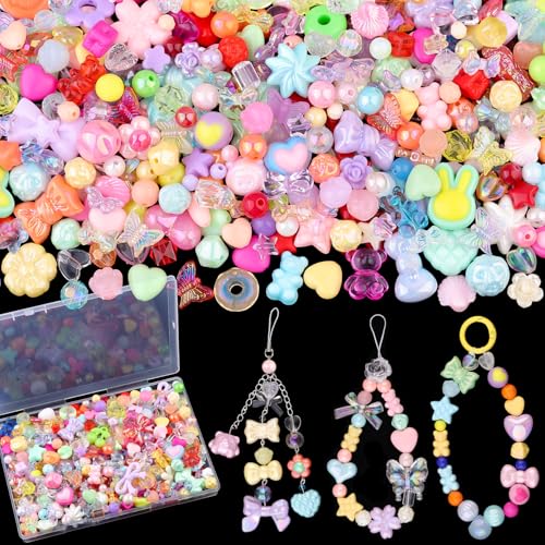 200–260 Stück sortierte Acryl-Perlen für Armbandherstellung, ästhetische Sterne, Blume, Schleife, Schmetterling, Süßigkeiten, Herz, Gummibärchen, rund, Kawaii-Anhänger für Schmuckherstellung, DIY 200–260 Stück sortierte Acryl-Perlen für Armbandherstellung, ästhetische Sterne, Blume, Schleife, Schmetterling, Süßigkeiten, Herz, Gummibärchen, rund, Kawaii-Anhänger für Schmuckherstellung, DIY von TINKRSTUFF