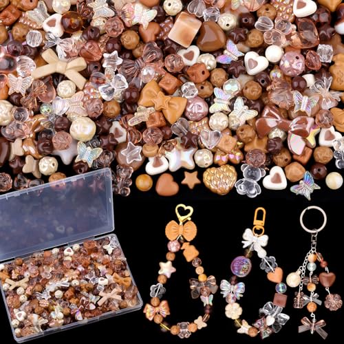 200–260 Stück sortierte Acryl-Perlen für Armbandherstellung, ästhetische braune Sterne, Blume, Schleife, Schmetterling, Süßigkeiten, Herz, Gummibärchen, Kawaii-Anhänger für Schmuckherstellung, DIY 200–260 Stück sortierte Acryl-Perlen für Armbandherstellung, ästhetische braune Sterne, Blume, Schleife, Schmetterling, Süßigkeiten, Herz, Gummibärchen, Kawaii-Anhänger für Schmuckherstellung, DIY von TINKRSTUFF