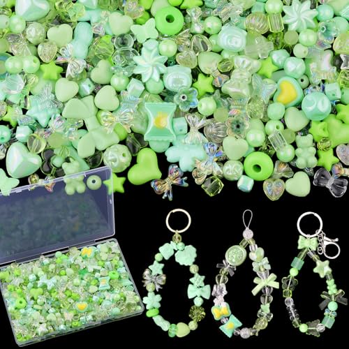 200–260 Stück sortierte Acryl-Perlen für Armbandherstellung, ästhetische grüne Sterne, Blume, Schleife, Schmetterling, Süßigkeiten, Herz, Gummibärchen, Kawaii-Anhänger für Schmuckherstellung, DIY 200–260 Stück sortierte Acryl-Perlen für Armbandherstellung, ästhetische grüne Sterne, Blume, Schleife, Schmetterling, Süßigkeiten, Herz, Gummibärchen, Kawaii-Anhänger für Schmuckherstellung, DIY von TINKRSTUFF
