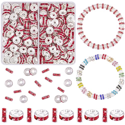200 Stück 8 mm Abstandsperlen zum Basteln, rote Scheibe, lose lose Perlen, glitzernde Kristall-Abstandsperlen für Halsketten, Armbänder, Ohrringe, Schmuck und Stifte 200 Stück 8 mm Abstandsperlen zum Basteln, rote Scheibe, lose lose Perlen, glitzernde Kristall-Abstandsperlen für Halsketten, Armbänder, Ohrringe, Schmuck und Stifte von TINKRSTUFF