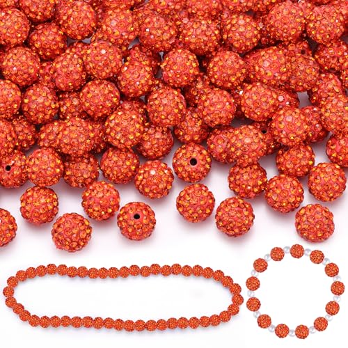 200 Stück orangefarbene Strassperlen für Schmuckherstellung, glitzernde runde Discokugeln, glänzende Kristall-Ton-Perlen für Weihnachtsarmband, Baseball-Halskette, Ohrringe, Basteln und Bastelarbeiten von TINKRSTUFF